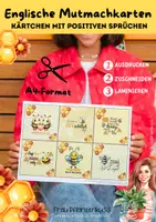 Vorschau - Mal- und Bastelvorlagen - Englische Mutmachkarten mit positiven Sprüchen + Bienen - Seite 2