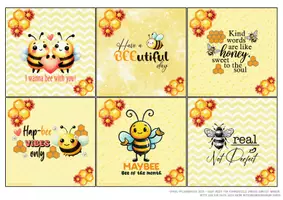 Vorschau - Mal- und Bastelvorlagen - Englische Mutmachkarten mit positiven Sprüchen + Bienen - Seite 3
