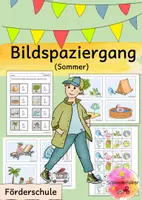 Vorschau - Arbeitsblätter - Lesespaziergang, Sommer, Bilderlesen, Förderschule - Deckblatt