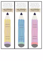 Vorschau - Bildkarten - Willkommensgruß Stift, Geschenk, Klasse 3,4,5,6,7,8,9,10 - Seite 1