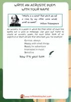 Προεπισκόπηση - Φύλλα εργασίας - Write an acrostic poem with your name - Εξώφυλλο
