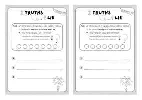Vorschau - Spiele - Summer holiday - 2 truths 1 lie - Back to school - English - Seite 1