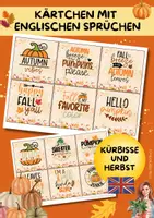 Vorschau - Mal- und Bastelvorlagen - Karten mit englischen Sprüchen zum Thema Kürbisse und Herbst - Deckblatt