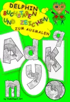 Vorschau - Mal- und Bastelvorlagen - Delphin Buchstaben und Satzzeichen Zentangle Ausmalbilder - Deckblatt