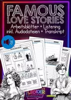 Vorschau - Arbeitsblätter - FAMOUS LOVE STORIES 🎧 ABs + Listening - Deckblatt