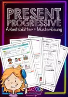 Vorschau - Arbeitsblätter - Present progressive • ABs + Musterlösung - Deckblatt