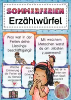 Vorschau - Mal- und Bastelvorlagen - Erzählwürfel : Von den Sommerferien erzählen - Deckblatt