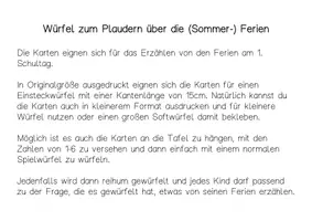 Vorschau - Mal- und Bastelvorlagen - Erzählwürfel : Von den Sommerferien erzählen - Seite 1