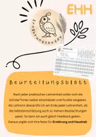 Vorschau - Anderer Materialtyp - Beurteilungsblatt Ernährung und Haushalt - Deckblatt