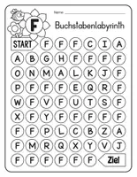 Vorschau - Arbeitsblätter - Buchstabenlabyrinth / Suchsel Buchstabe "F" inkl. Lösung - Seite 1