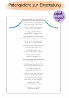 Vorschau - Anderer Materialtyp - (Paten-)Gedicht zur Einschulung - Deckblatt
