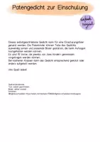 Vorschau - Anderer Materialtyp - (Paten-)Gedicht zur Einschulung - Seite 1