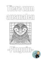 Vorschau - Mal- und Bastelvorlagen - Ausmalbild Pinguin - Deckblatt
