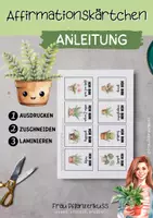 Vorschau - Mal- und Bastelvorlagen - Affirmationskarten mit positiven Sprüchen + Kawaii Pflanzen - Seite 1