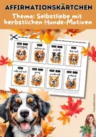Vorschau - Mal- und Bastelvorlagen - Affirmationskarten mit herbstlichen Hunde-Motiven - Deckblatt