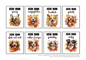 Vorschau - Mal- und Bastelvorlagen - Affirmationskarten mit herbstlichen Hunde-Motiven - Seite 3