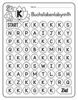 Vorschau - Arbeitsblätter - Buchstabenlabyrinth / Suchsel Buchstabe "K" inkl. Lösung - Seite 1