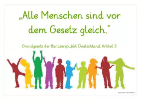 Vorschau - Poster - FREEBIE! Poster: Grundgesetz Artikel 1 und 3 (Klassenraumgestaltung, soziales Lernen) - Seite 1