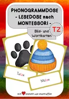 Vorschau - Arbeitsblätter - Lesedose nach Montessori zum Phonogramm TZ - Wortkarten/Bildkarten - Deckblatt