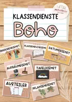 Vorschau - Mal- und Bastelvorlagen - Boho Klassenraum: Klassendienste - Deckblatt