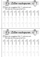 Vorschau - Arbeitsblätter - Zahl 1 als Miniheft - Für den Ziffernschreibkurs - Seite 3