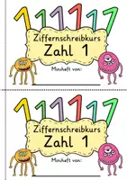 Vorschau - Arbeitsblätter - Zahl 1 als Miniheft - Für den Ziffernschreibkurs - Seite 1
