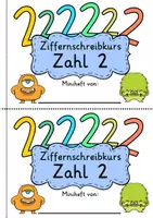 Vorschau - Mal- und Bastelvorlagen - Zahl 2 als Miniheft - Für den Ziffernschreibkurs - Seite 1