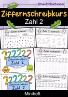 Vorschau - Mal- und Bastelvorlagen - Zahl 2 als Miniheft - Für den Ziffernschreibkurs - Deckblatt
