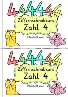 Vorschau - Mal- und Bastelvorlagen - Zahl 4 als Miniheft - Für den Ziffernschreibkurs - Seite 1