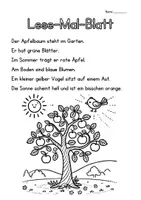 Vorschau - Arbeitsblätter - 1.Klasse: 6 Lese-Mal-Blätter für Erstleser*innen - Seite 1
