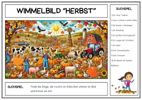 Vorschau - Arbeitsblätter - Wimmelbild Herbst "Suchspiel" | Erzählen & Beschreiben | Leseverstehen deutsch daz | Sprachförderung - Seite 2