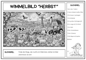 Vorschau - Arbeitsblätter - Wimmelbild Herbst "Suchspiel" | Erzählen & Beschreiben | Leseverstehen deutsch daz | Sprachförderung - Seite 3