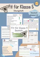 Vorschau - Arbeitsblätter - Fit für Klasse 5 Deutsch Grammatik Grundschule #glückskekse25 - Deckblatt