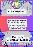 Vorschau - Fördermaterial/Inklusion - Klassenarbeit Deutsch – Der Besuch der alten Dame (2-Fach differenziert, Szenenanalyse, Friedrich Dürrenmatt) 2. Akt + EHZ - Deckblatt