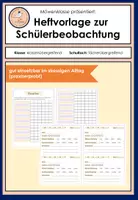 Vorschau - Anderer Materialtyp - Schülerbeobachtungen: Bogen/Raster/Heft zu Verhalten, Mitarbeit - Deckblatt