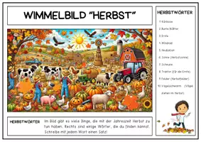 Vorschau - Arbeitsblätter - Wimmelbild Herbst "Herbstwörter" | Erzählen & Beschreiben | Leseverstehen deutsch daz | Sprachförderung - Seite 2