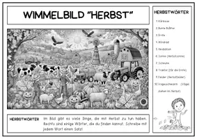 Vorschau - Arbeitsblätter - Wimmelbild Herbst "Herbstwörter" | Erzählen & Beschreiben | Leseverstehen deutsch daz | Sprachförderung - Seite 3
