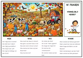Vorschau - Arbeitsblätter - Wimmelbild Herbst "W-Fragen" | Erzählen & Beschreiben | Leseverstehen deutsch daz | Sprachförderung - Seite 2