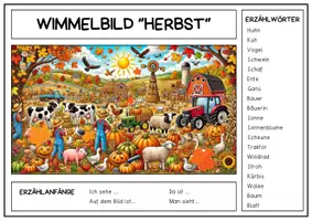 Vorschau - Arbeitsblätter - Materialpaket - Wimmelbild Herbst | Erzählen & Beschreiben | Leseverstehen deutsch daz | Sprachförderung - Seite 3