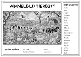 Vorschau - Arbeitsblätter - Wimmelbild Herbst "Erzählwörter" | Erzählen & Beschreiben | Leseverstehen deutsch daz | Sprachförderung - Seite 3