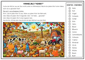 Vorschau - Arbeitsblätter - Wimmelbild Herbst "Sprachförderung" | Erzählen & Beschreiben | Leseverstehen deutsch daz | Sprachförderung - Seite 2