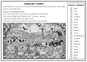Vorschau - Arbeitsblätter - Wimmelbild Herbst "Sprachförderung" | Erzählen & Beschreiben | Leseverstehen deutsch daz | Sprachförderung - Seite 3