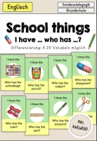 Vorschau - Spiele - School things At school i have who has... - differenziert - Englisch - Deckblatt