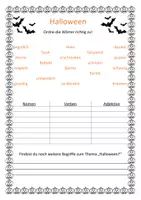 Vorschau - Arbeitsblätter - Halloween Wortarten - Deckblatt