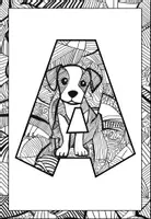 Vorschau - Mal- und Bastelvorlagen - Hunde Buchstaben und Satzzeichen Zentangle-Ausmalbilder Set 2 - Seite 2