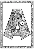 Vorschau - Mal- und Bastelvorlagen - Einhorn Buchstaben und Satzzeichen Zentangle-Ausmalbilder Set 2 - Seite 2