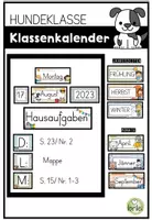 Vorschau - Mal- und Bastelvorlagen - Klassenkalender - Tafelkalender - Hausübungstafel - Hundeklasse - Deckblatt