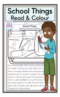 Προεπισκόπηση - Φύλλα εργασίας - School Things - Read & Colour - Εξώφυλλο