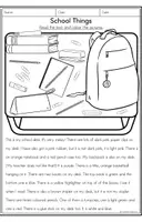Προεπισκόπηση - Φύλλα εργασίας - School Things - Read & Colour - Σελίδα 3