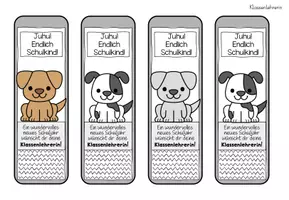Vorschau - Präsentationen/Tafelbilder - Lesezeichen - Hundeklasse - Geschenk zum Schulstart - Seite 1